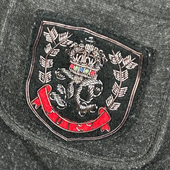 Y2K Juicy Couture School Girl Blazer Jacket Crest Patch Fitted Gray Womens Small - Picture 4 of 8